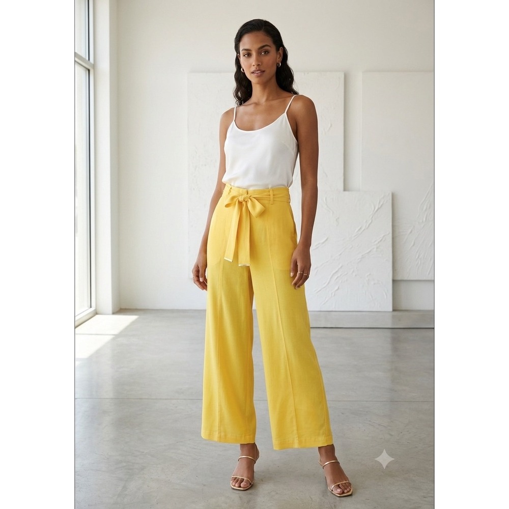 NWT Boden Wide Leg Pants Women 10 Petite Tie Belt Resort Flowy Elegant Modern